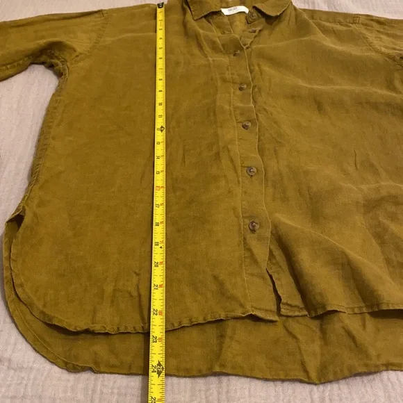 Uniqlo Mustard Brown Linen Shirt. Size S - Picture 4 of 6